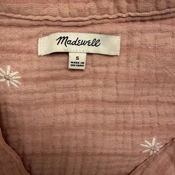 Madewell Pink Embroidered Cotton Gauze Blouse - Picture 4 of 5